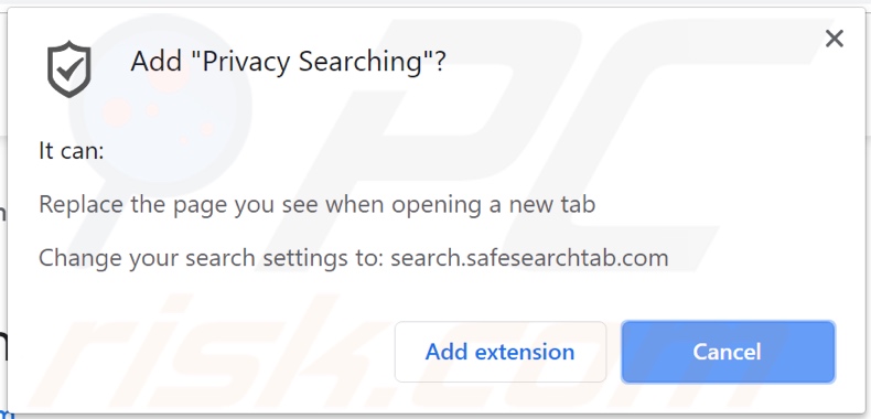 Privacy Searching browser hijacker asking for permissions