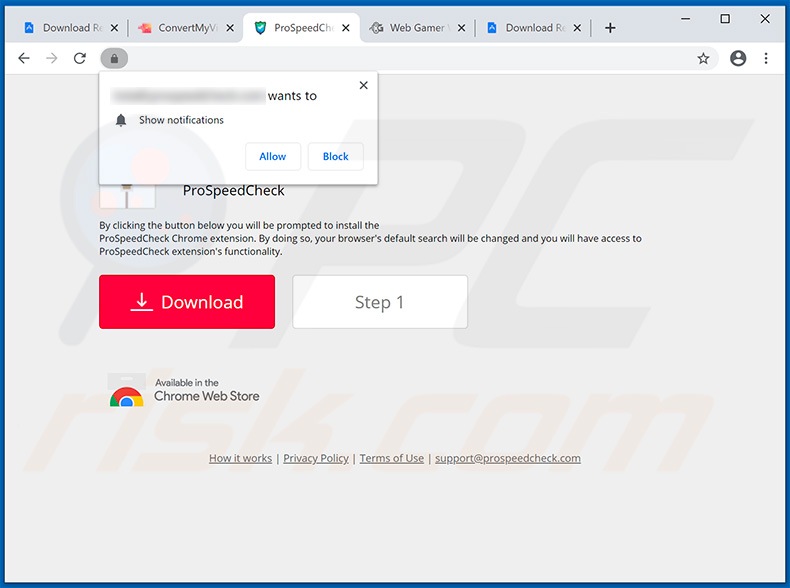 Website used to promote Pro Speed Check browser hijacker