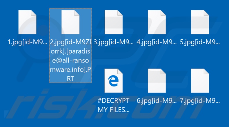 Files encrypted by PRT ransomware (.PRT extension)