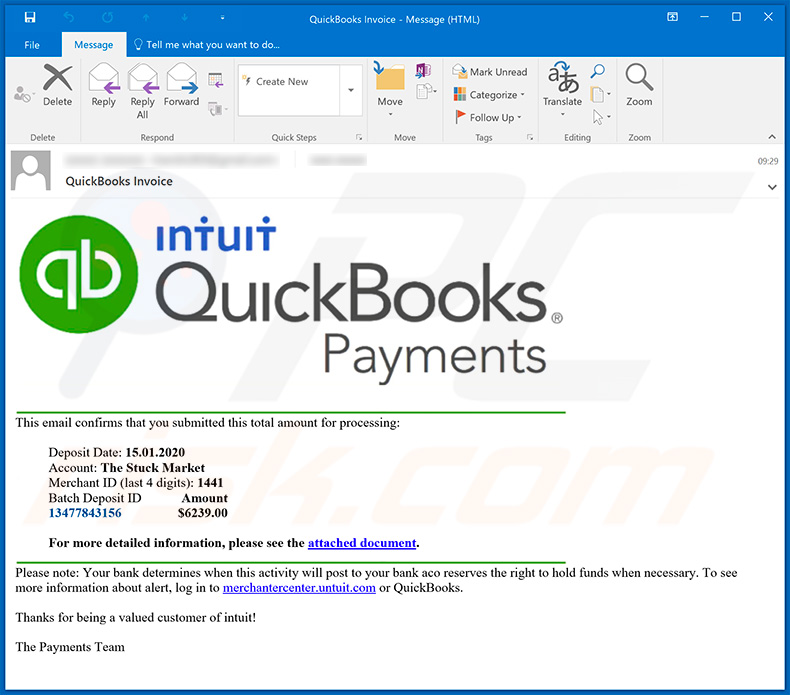 QuickBooks Email Virus