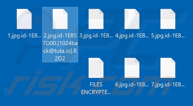 Files encrypted by R2D2 ransomware (.R2D2 extension)