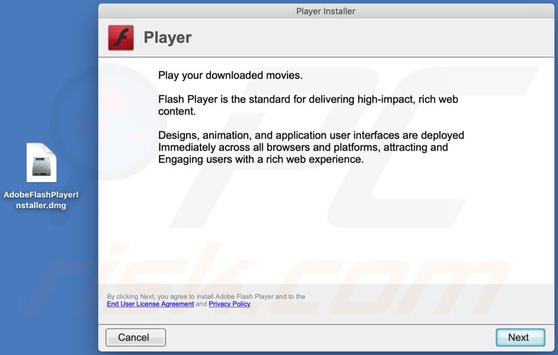 reliableultimatesafevideoplayers[.]info scam fake flash update installer