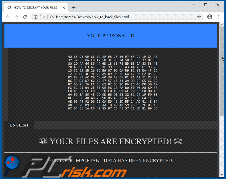 removeme2020 ransomware note appearance