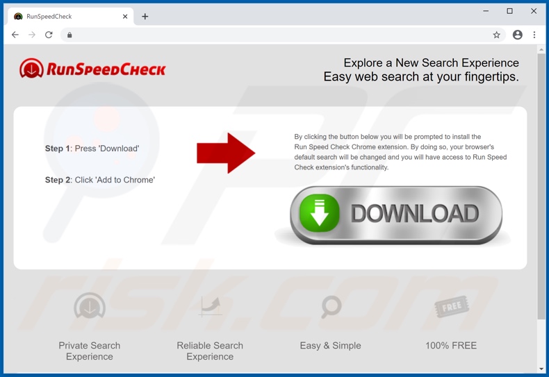 Website used to promote Run Speed Check browser hijacker