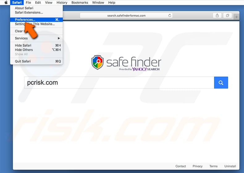 Safe Finder Safari Options Step 1