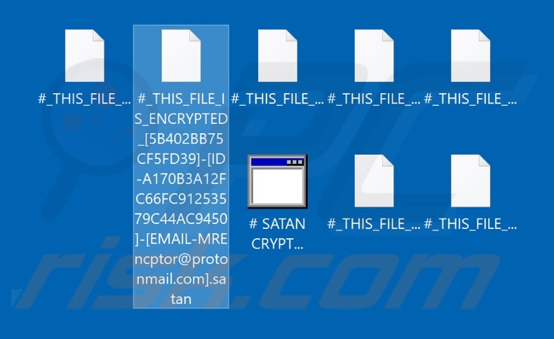 Files encrypted by SatanCryptor ransomware (.satan extension)