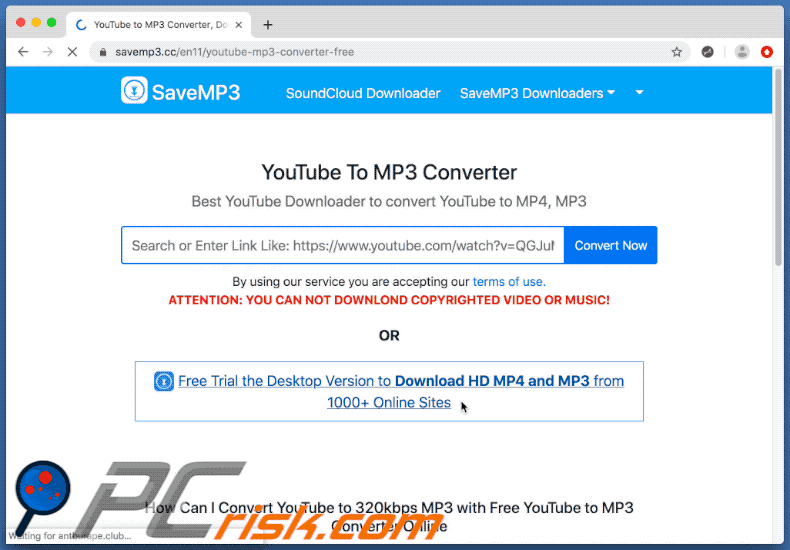 savemp3[.]cc redirecting to Power App download
