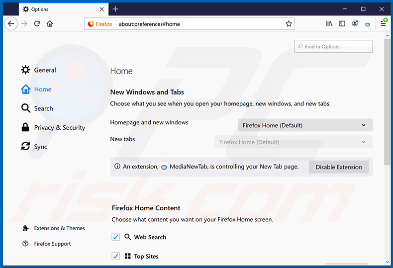 Removing search.medianewtabsearch.com from Mozilla Firefox homepage