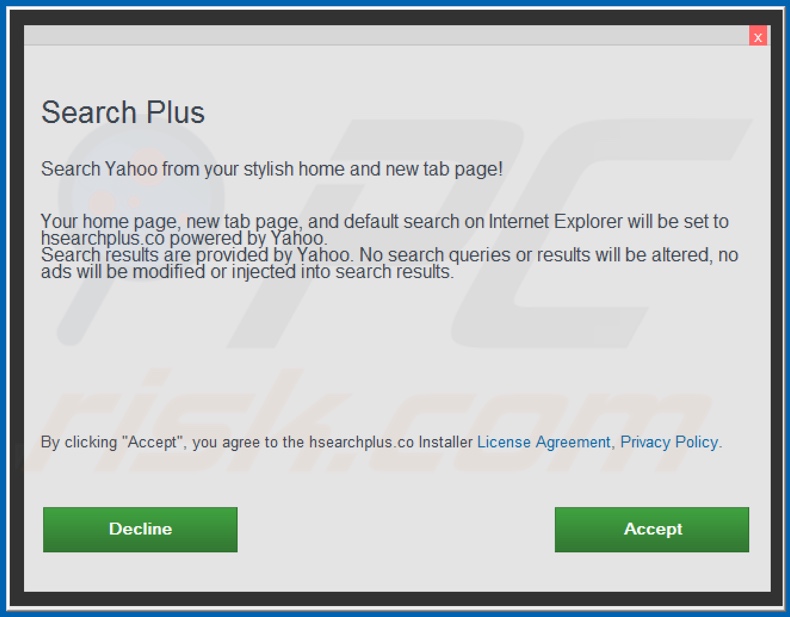 Official Search Plus browser hijacker installation setup