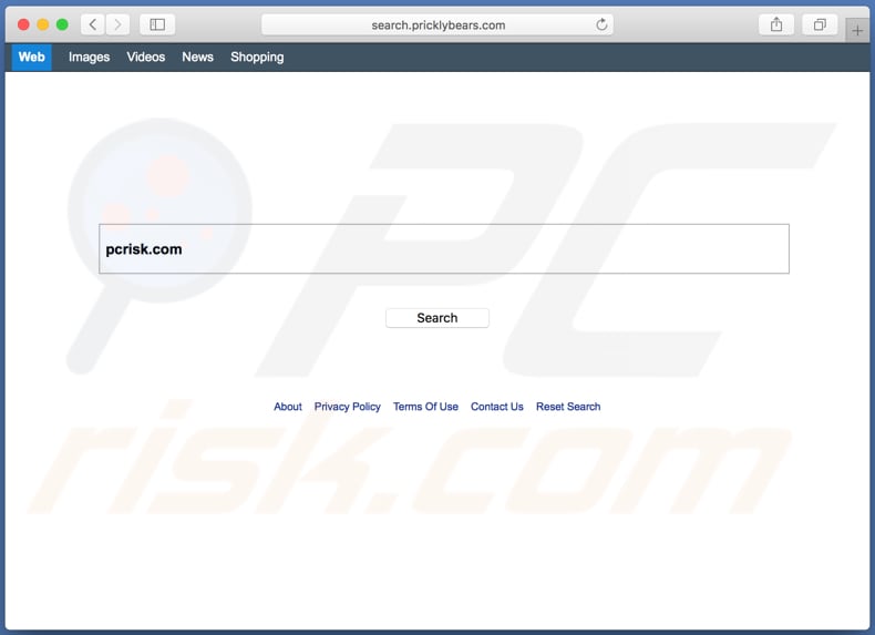 search.pricklybears.com browser hijacker on a Mac computer