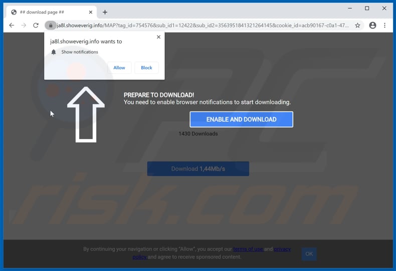 showeverig[.]info pop-up redirects