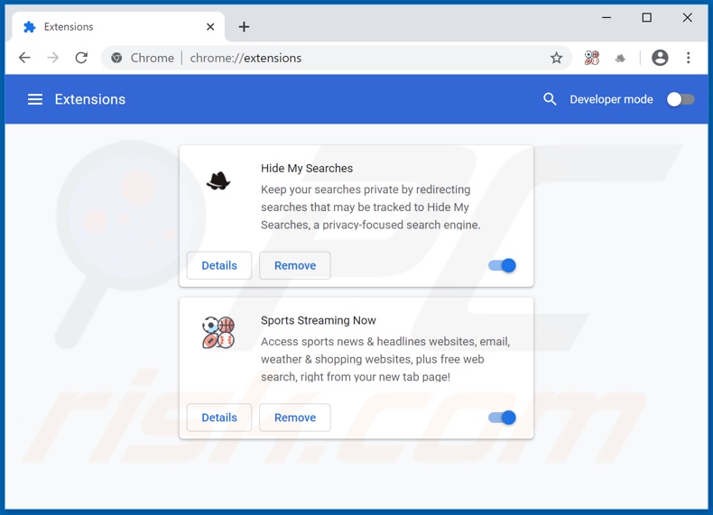 Removing search.sportsstreamingnowtab.com related Google Chrome extensions