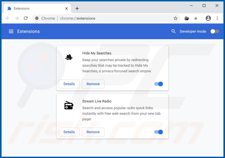 Removing search.streamliveradiotab.com related Google Chrome extensions