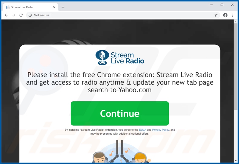 Website used to promote Stream Live Radio browser hijacker