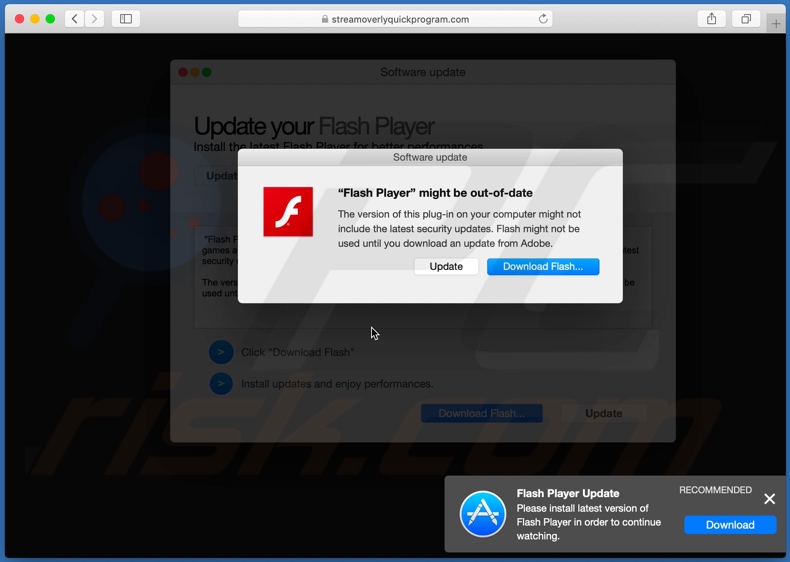 streamoverlyquickprogram[.]com scam pop-up overlaying the page