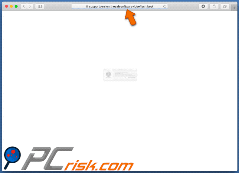 Appearance of thesafesoftwarevideoflash[.]best scam (GIF)