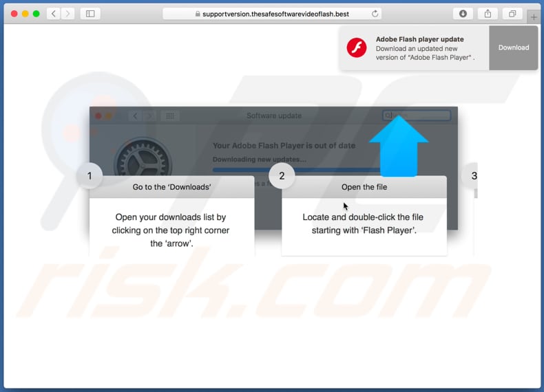 thesafesoftwarevideoflash.best scam second pop-up