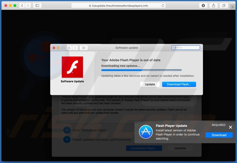 theultimatesafevideoplayers[.]info scam overlaying pop-up