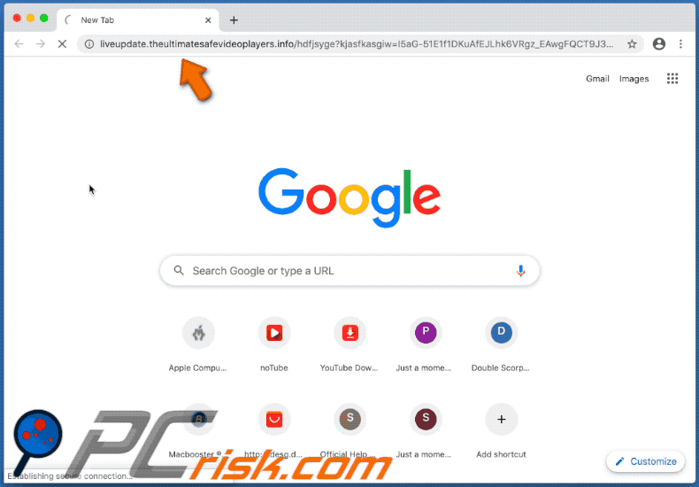 theultimatesafevideoplayers[.]info scam redirect gif