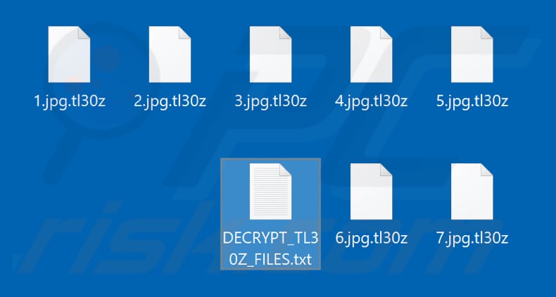 Files encrypted by Tl30z ransomware (.tl30z extension)
