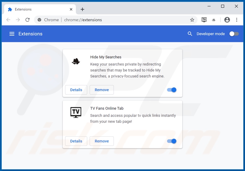 Removing search.htvfansonline.com related Google Chrome extensions