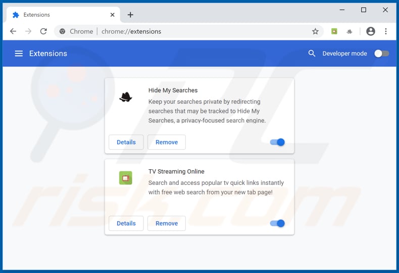 Removing search.watch-tvlivetab.com related Google Chrome extensions