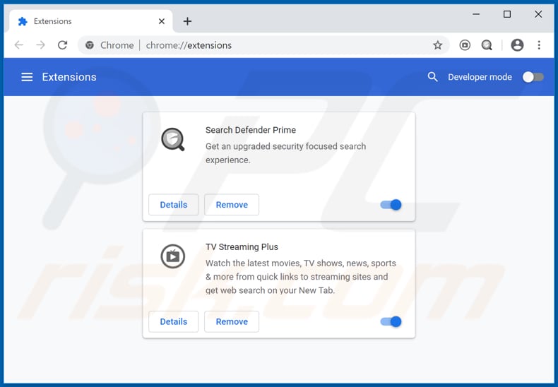 Removing tvstreamingplus.com related Google Chrome extensions