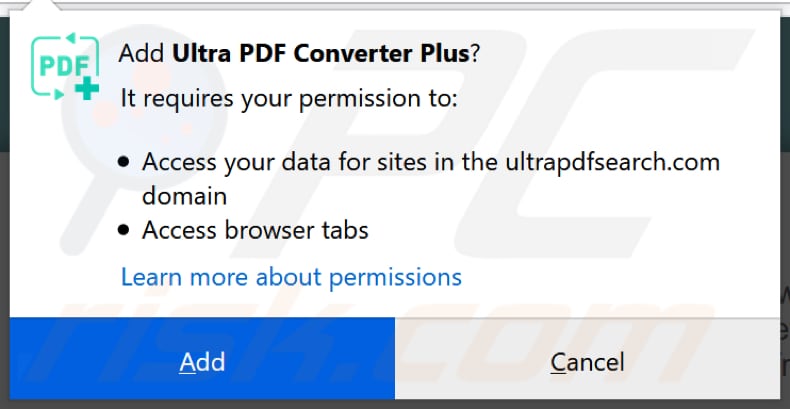 ultra pdf converter plus browser hijacker asks for a permission to access data