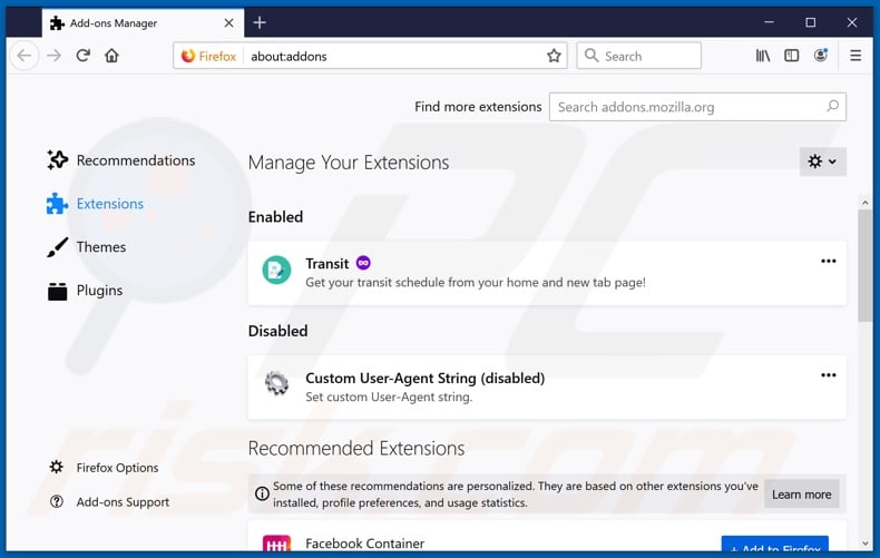 Removing search.hwatch-tvonline.com related Mozilla Firefox extensions