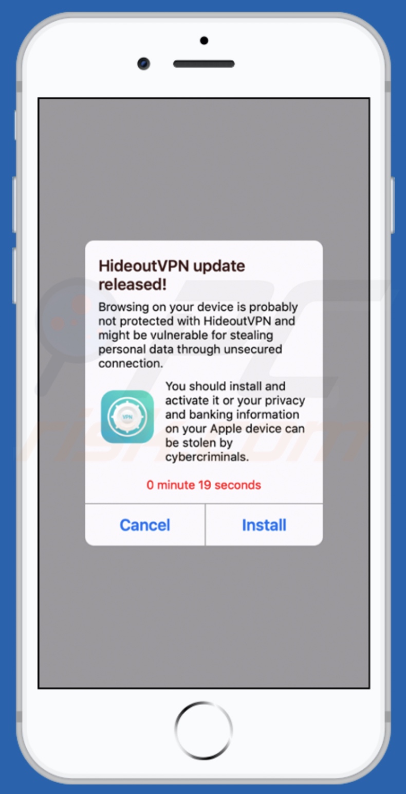 We have detected a potential risk of unsecured connection scam second page (mobile version)