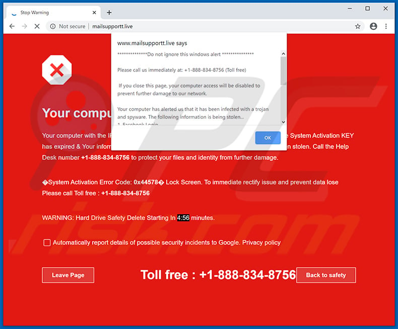 Your Computer Has Been Locked pop-up scam
