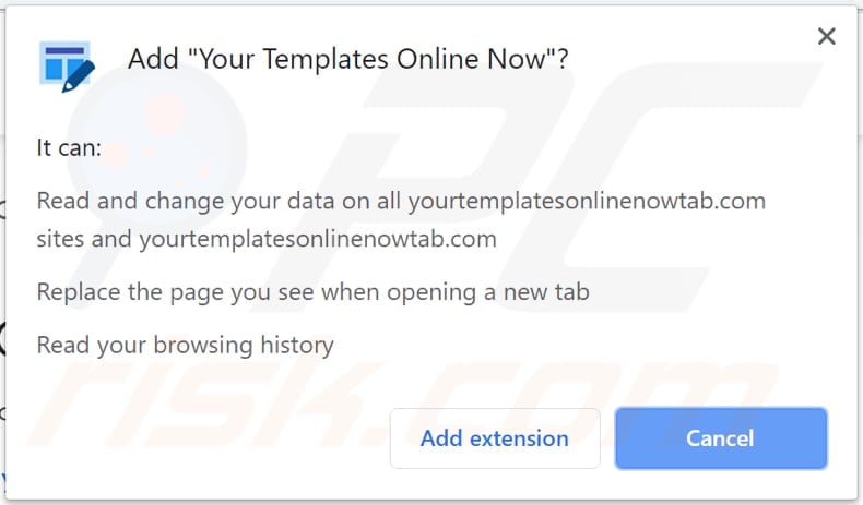 your templates online now browser hijacker wants to be allowed to access various data