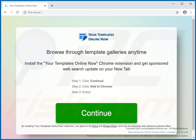 Website used to promote Your Templates Online Now browser hijacker
