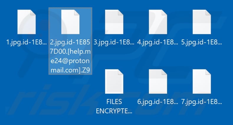 Files encrypted by Z9 ransomware (.Z9 extension)