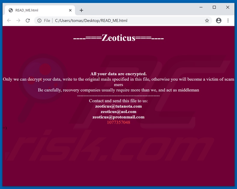 Zeoticus decrypt instructions (READ_ME.html)