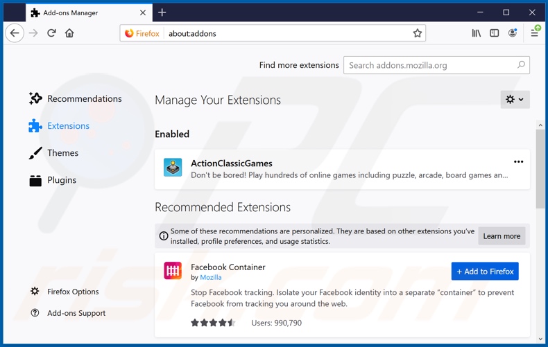 Removing hp.myway.com related Mozilla Firefox extensions