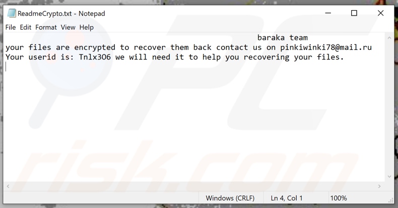Baraka Team decrypt instructions (ReadmeCrypto.txt)