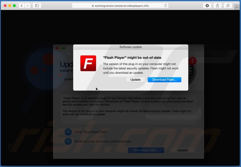 bestevervideoplayers[.]info scam second pop-up