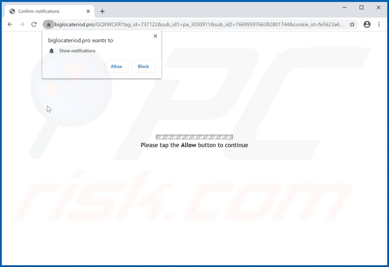 biglocateriod[.]pro pop-up redirects