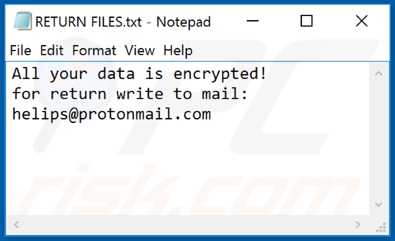 Blend ransomware text file (RETURN FILES.txt)
