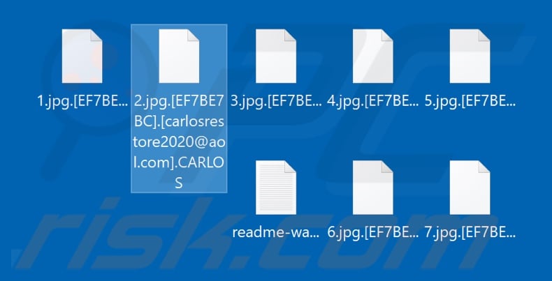 Files encrypted by CARLOS ransomware (.CARLOS extension)