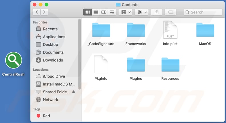 centralrush adware folder and its contents