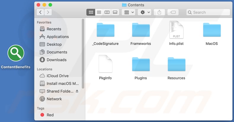 contentbenefits adware folder