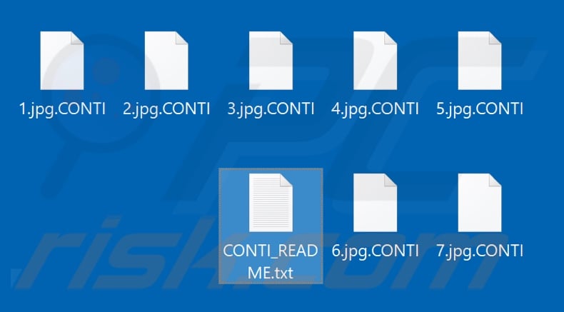 Files encrypted by CONTI ransomware (.CONTI extension)