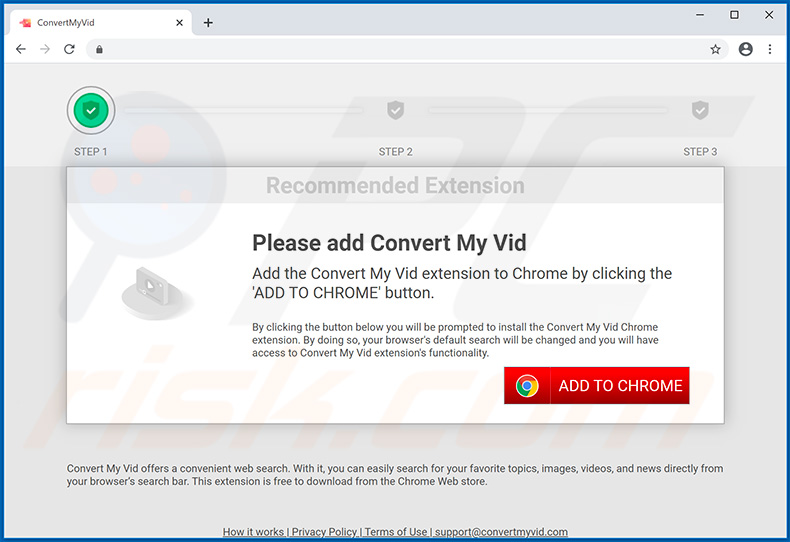 Convert My Vid Search browser hijacker-promoting website