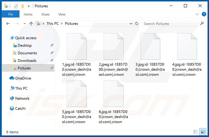 Files encrypted by Crown ransomware (.crown extension)