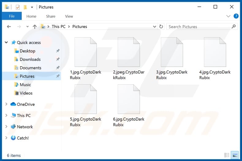 Files renamed by CryptoDarkRubix ransomware (.CryptoDarkRubix extension)