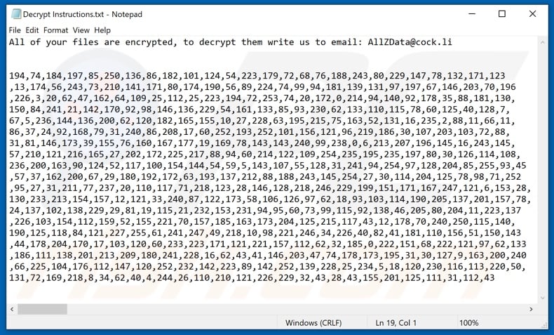 DeathHiddenTear decrypt instructions (Decrypt Instructions.txt)