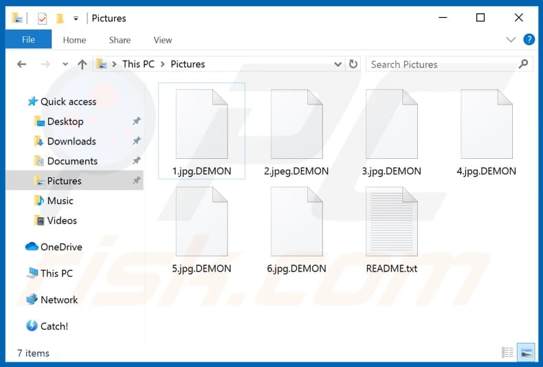 Files encrypted by DEMON ransomware (.DEMON extension)