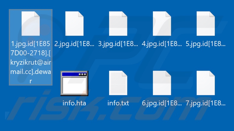Files encrypted by Dewar ransomware (.dewar extension)